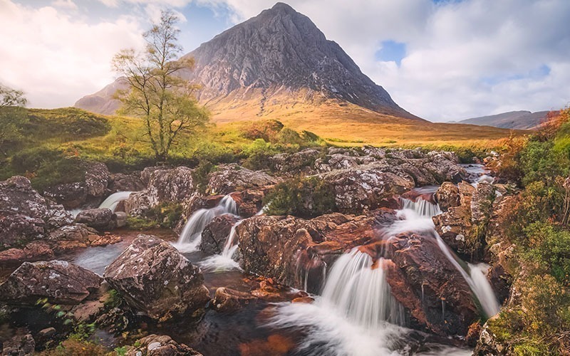 Mooie watervallen bij Buachaille Etive Mor